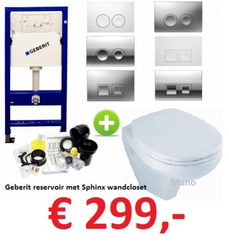 Set T1 Geberit reservoir met Sphinx hangwc